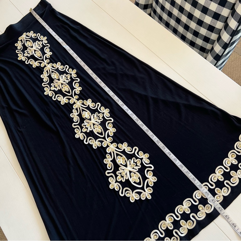 INC Beach Elegant Black Embroidered Embellished Maxi Skirt Large - Picture 4 of 8